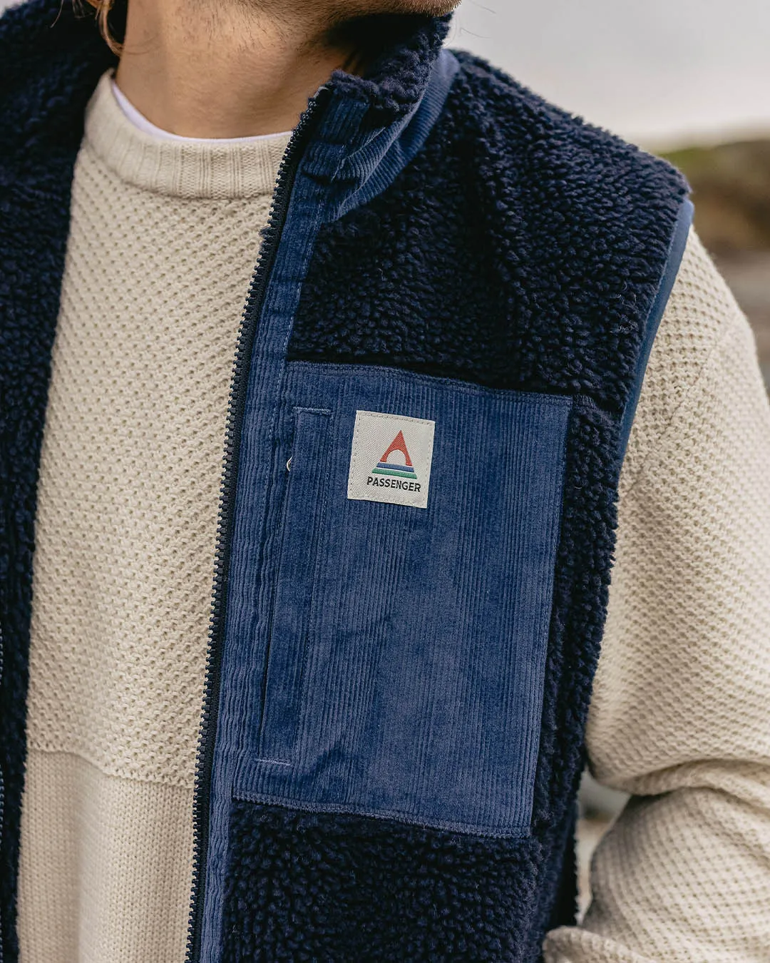 Canyon Recycled Deep-Pile Sherpa Vest - Deep Navy