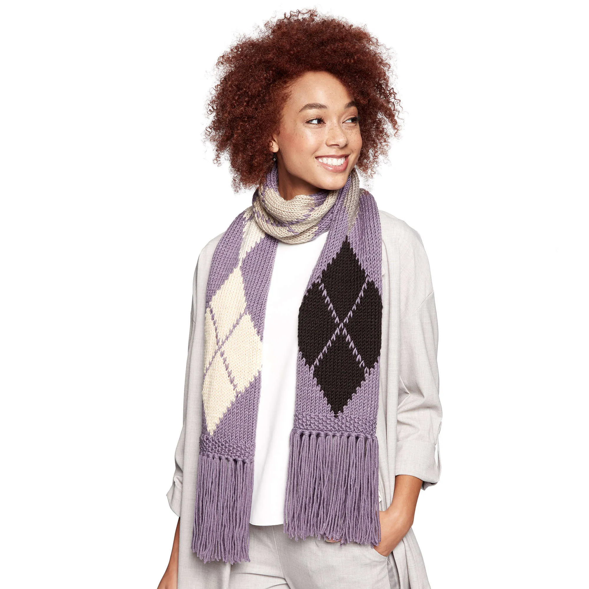 Caron X Pantone Knit Argyle Scarf