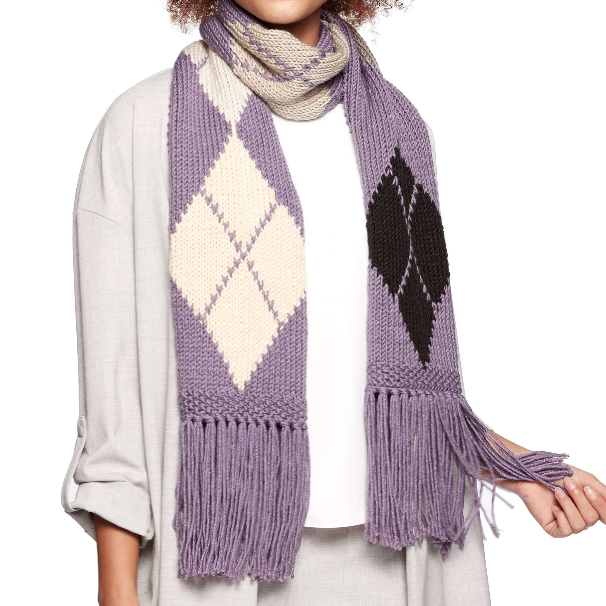 Caron X Pantone Knit Argyle Scarf