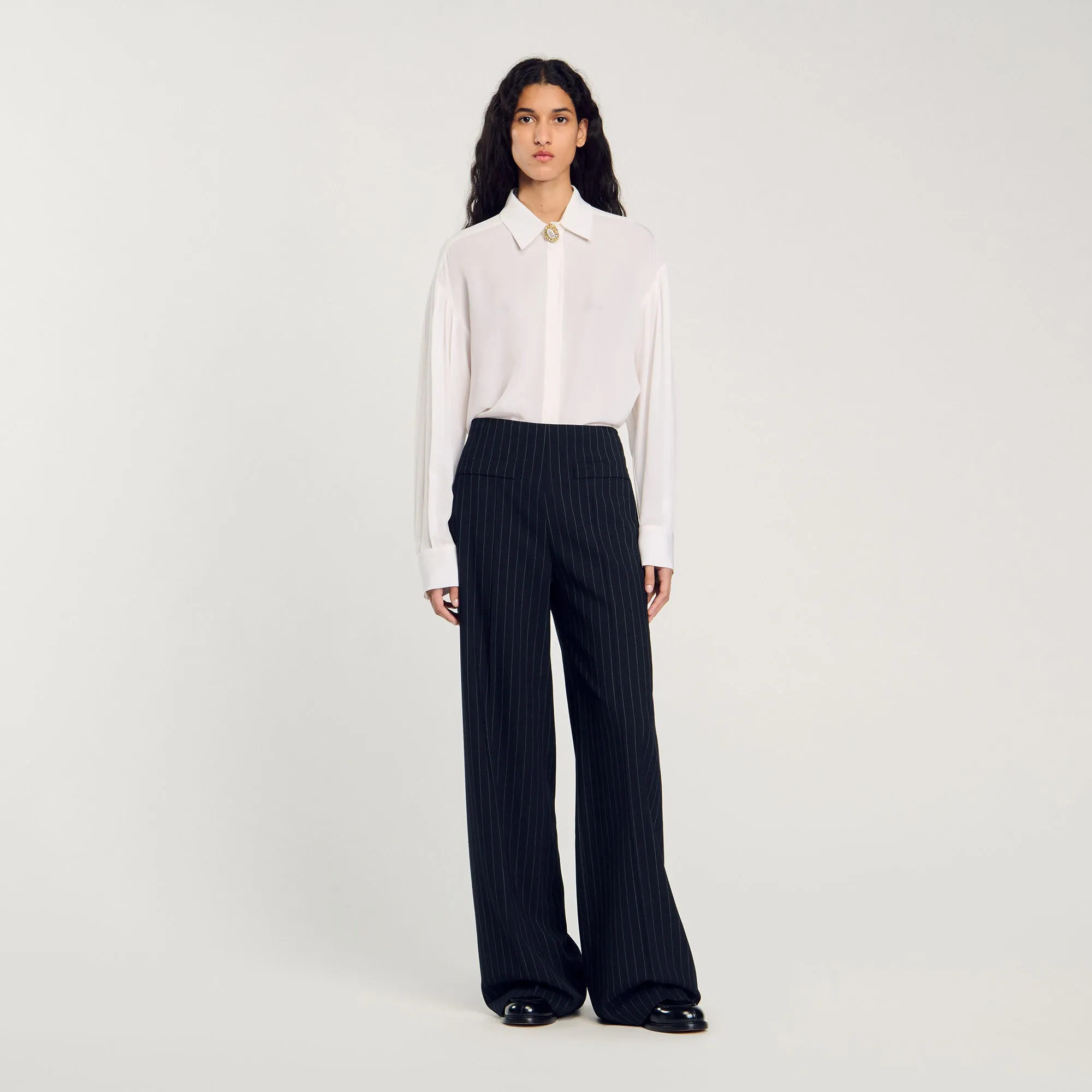 Chalk-Striped Straight-Leg Trousers