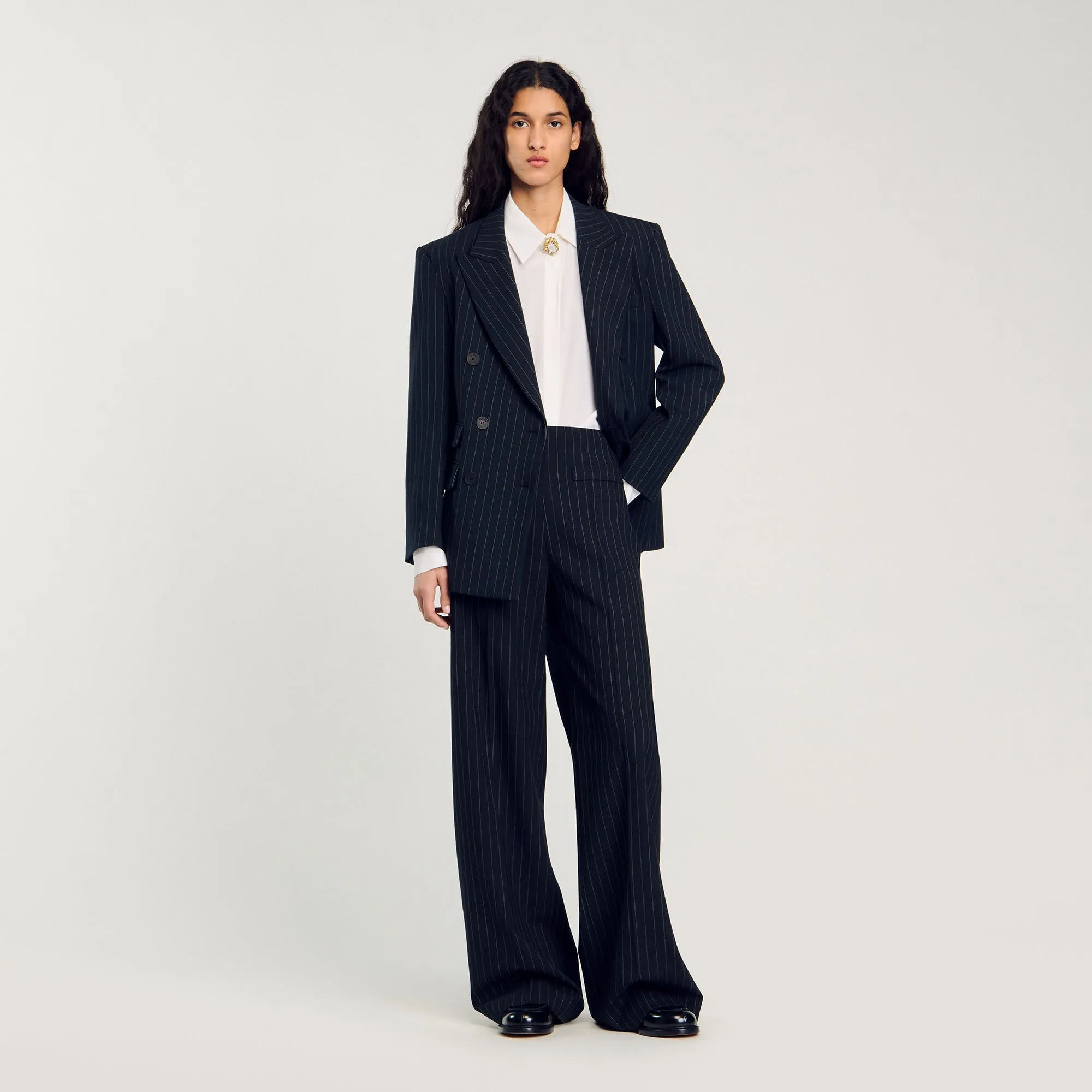 Chalk-Striped Straight-Leg Trousers