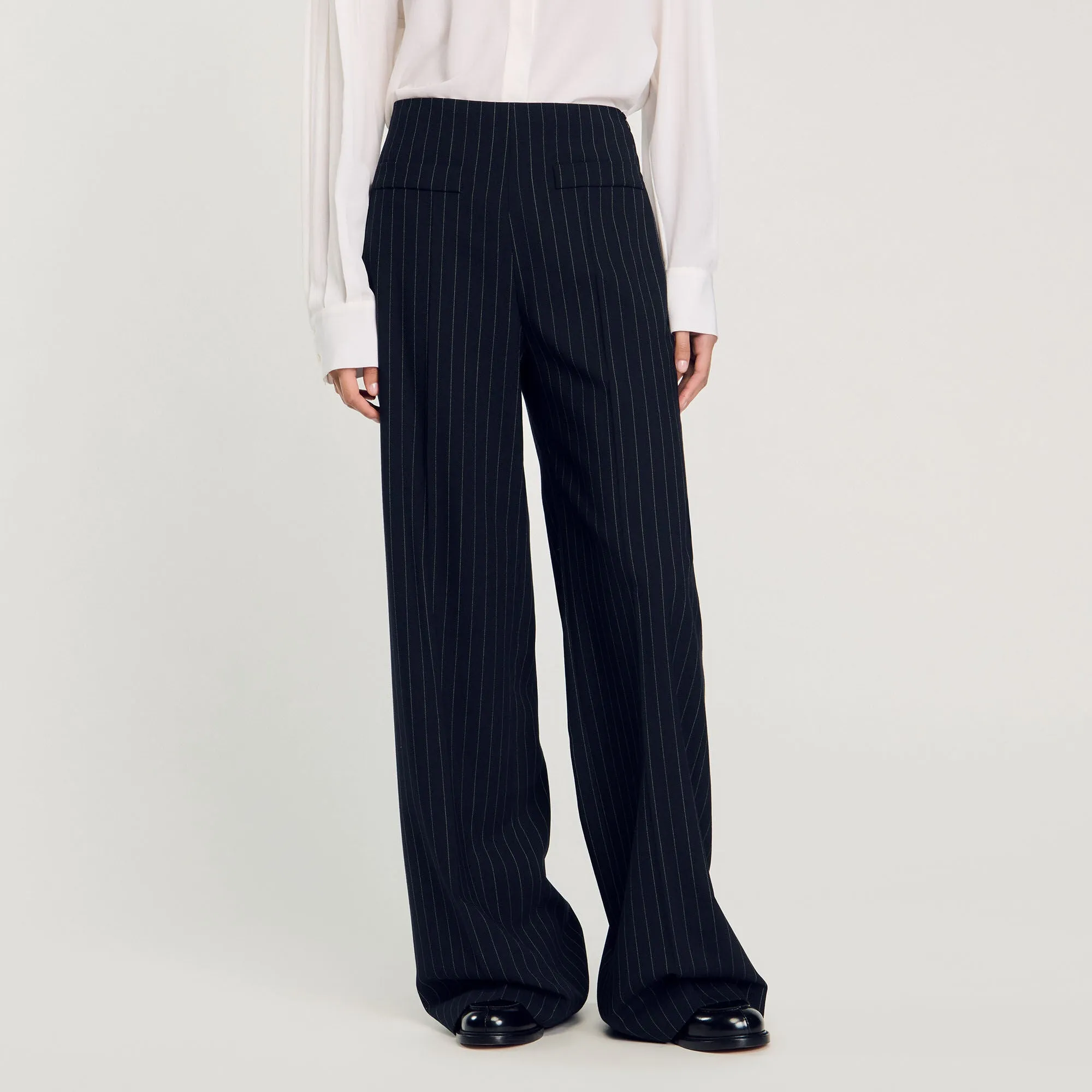 Chalk-Striped Straight-Leg Trousers