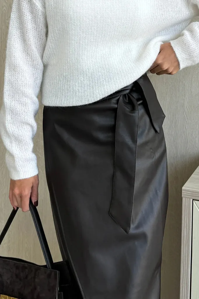 Charli - Livia Wrap Skirt - Espresso