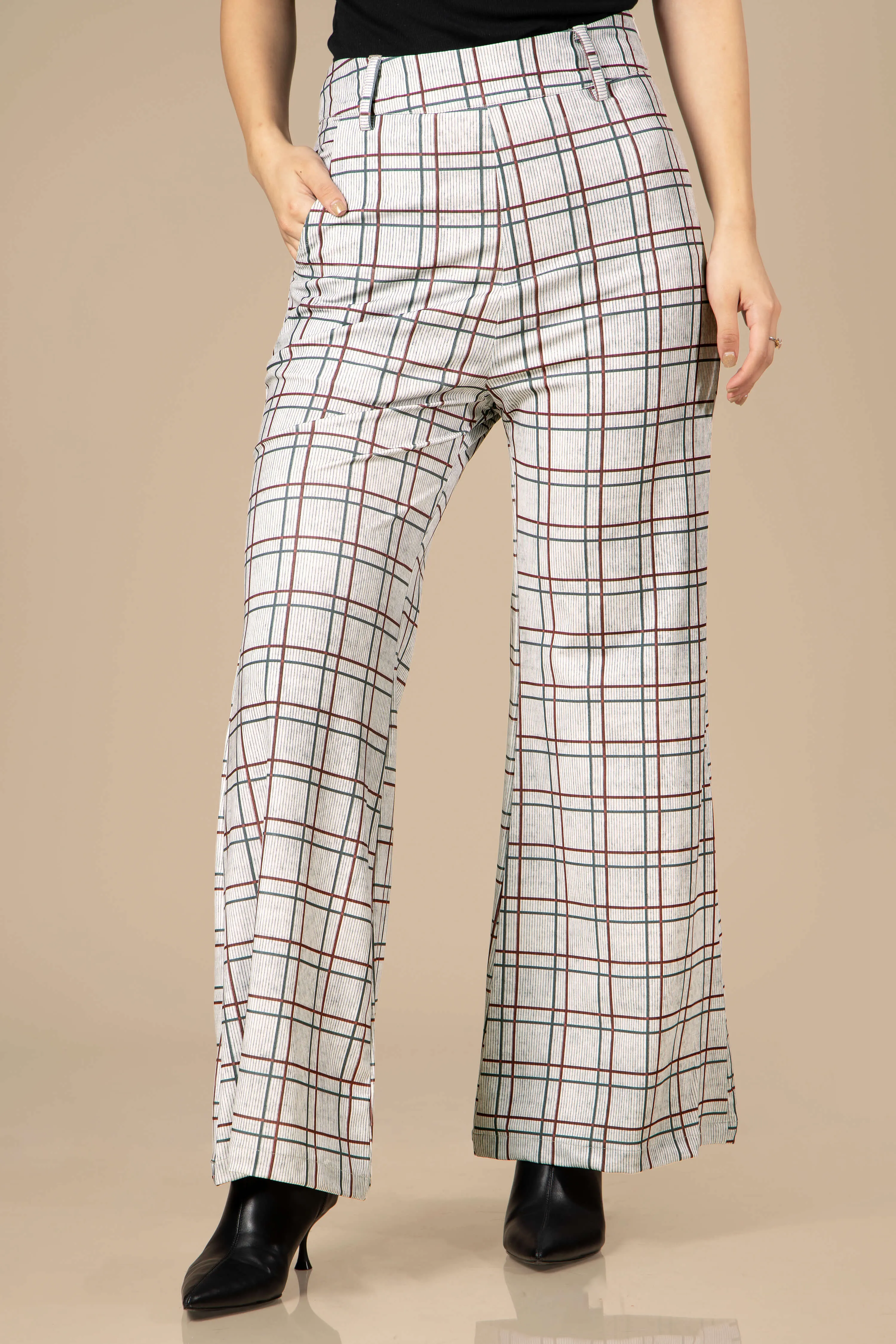 Checks Casual Flared Ladies Bottom Wear