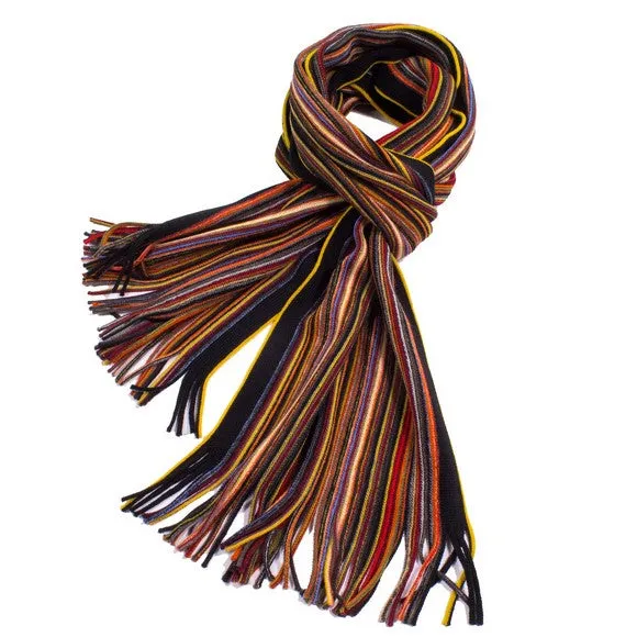 Chelsey Imports Pencil Stripe Wool Knit Scarf with Fringe