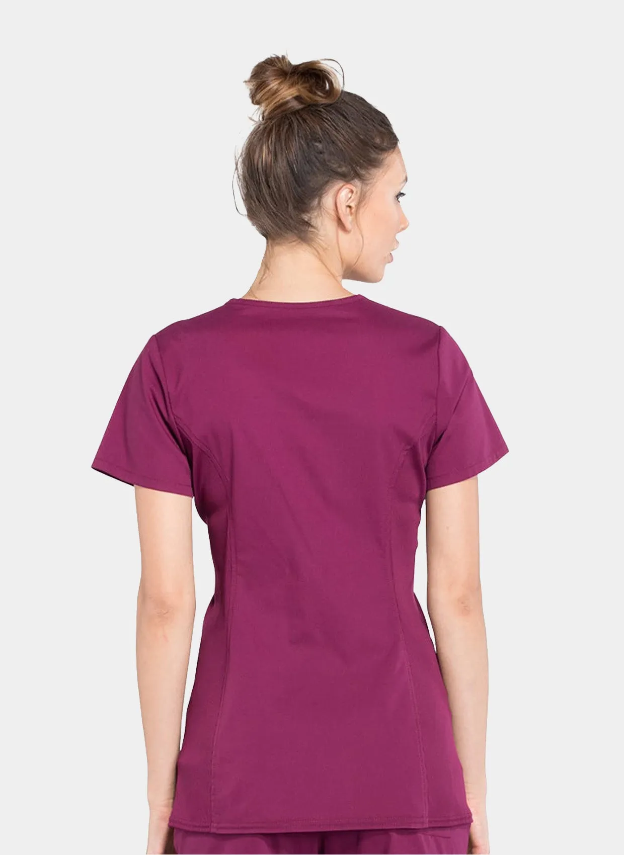 Cherokee Maternity Mock Wrap Scrub Top - Wine