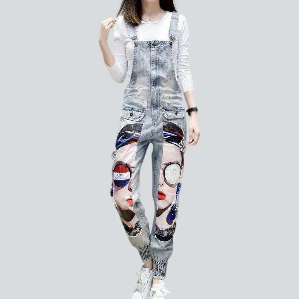 Chic y2k painted jeans overall for ladies