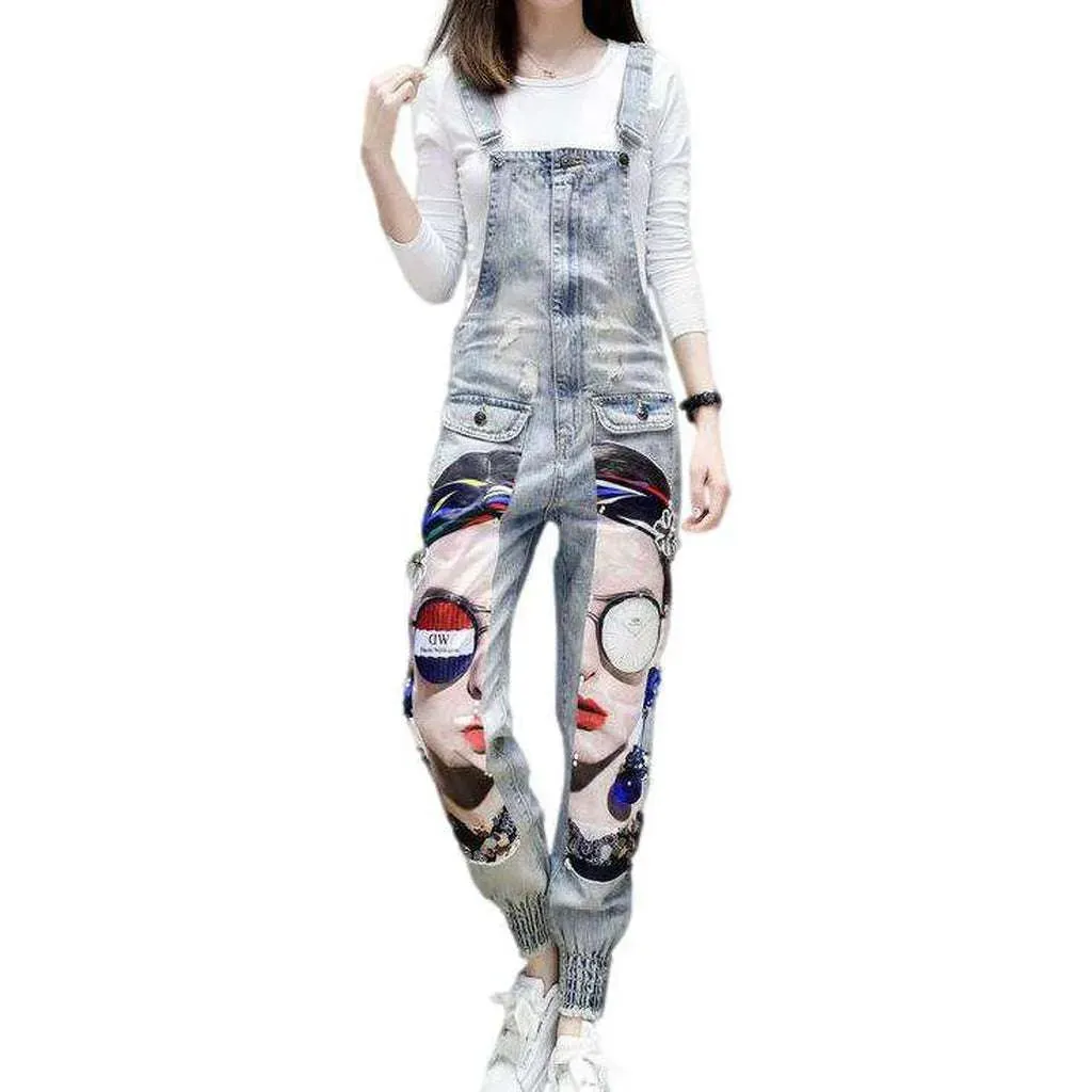 Chic y2k painted jeans overall for ladies