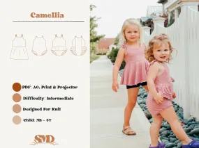 Child Camellia Romper and Dress Digital Sewing Pattern Sizes NB-5T