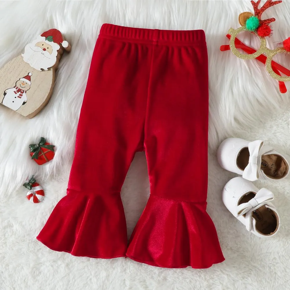 Christmas Baby Christmas Print Flared Pants Set Wholesale Baby Girls Clothes