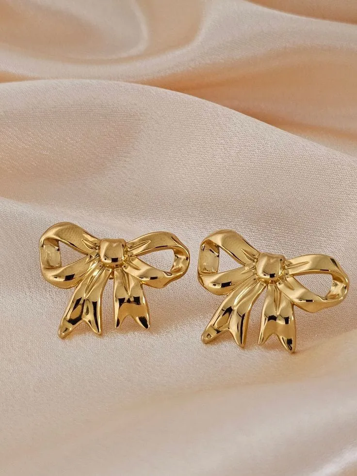 Chunky Bow Earrings - 18K Gold Plated