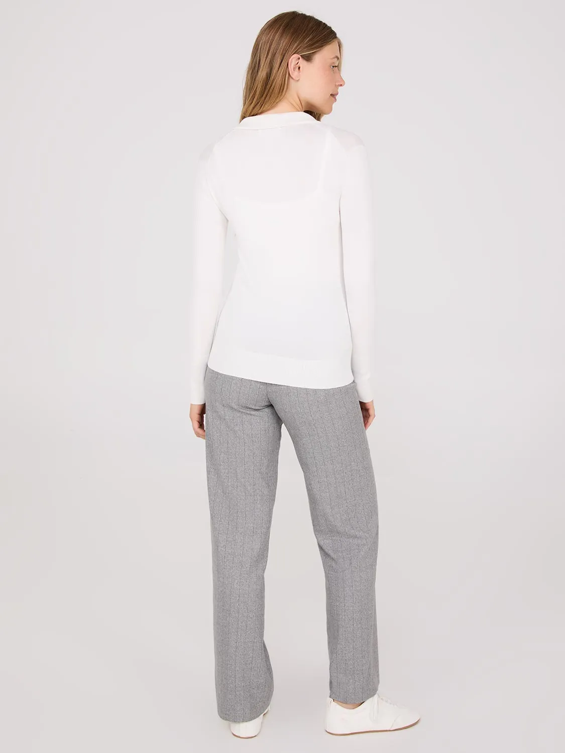 Collared 2-Way Zip-Front Sweater