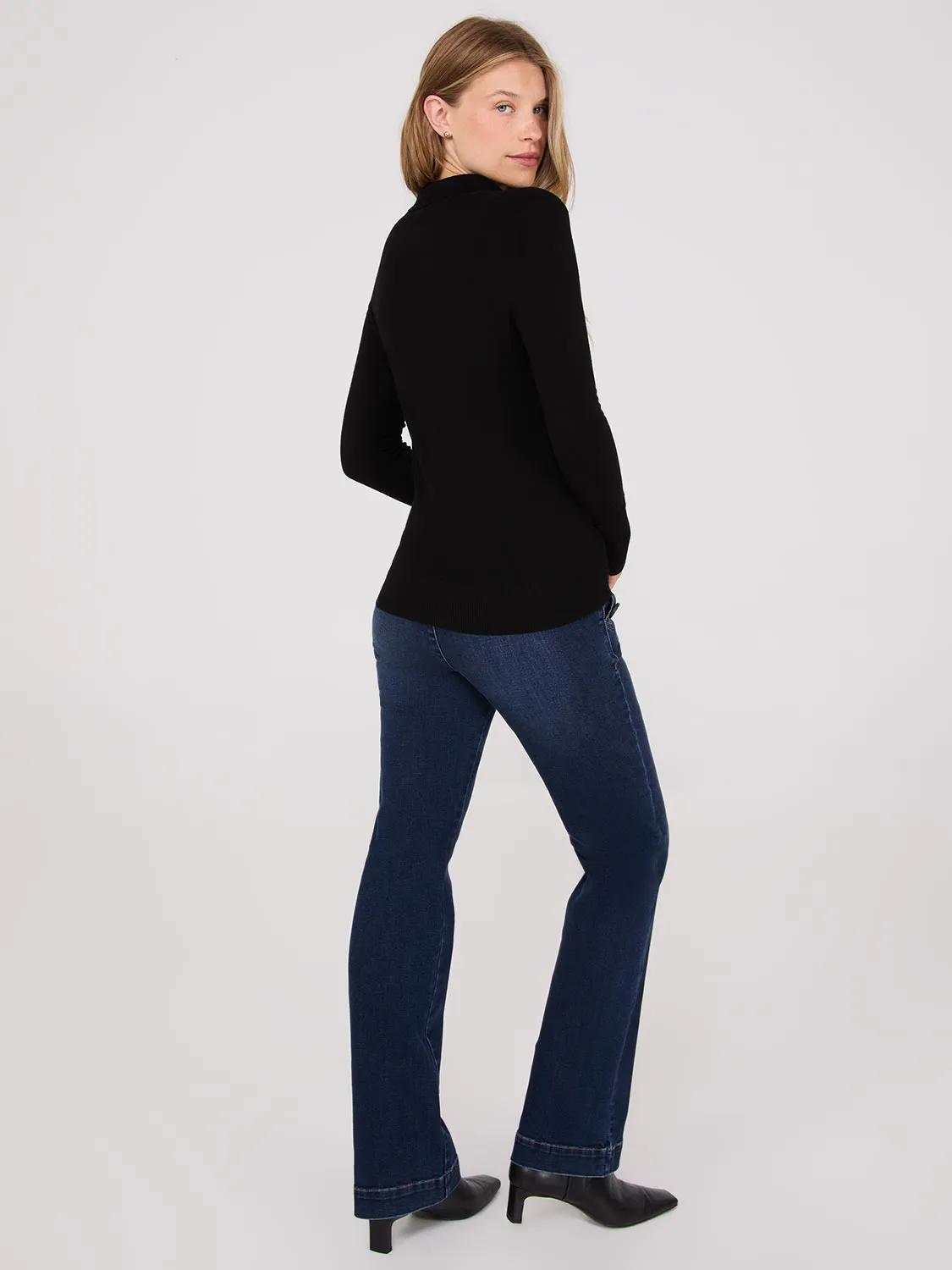 Collared 2-Way Zip-Front Sweater