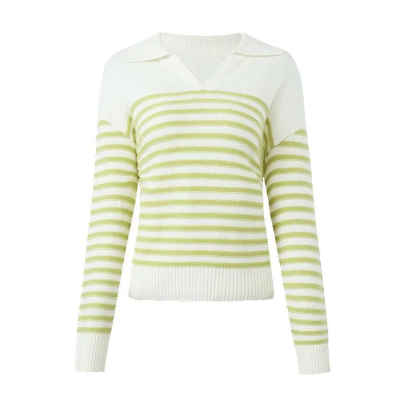 Colorful Striped Woolen Polo Sweater