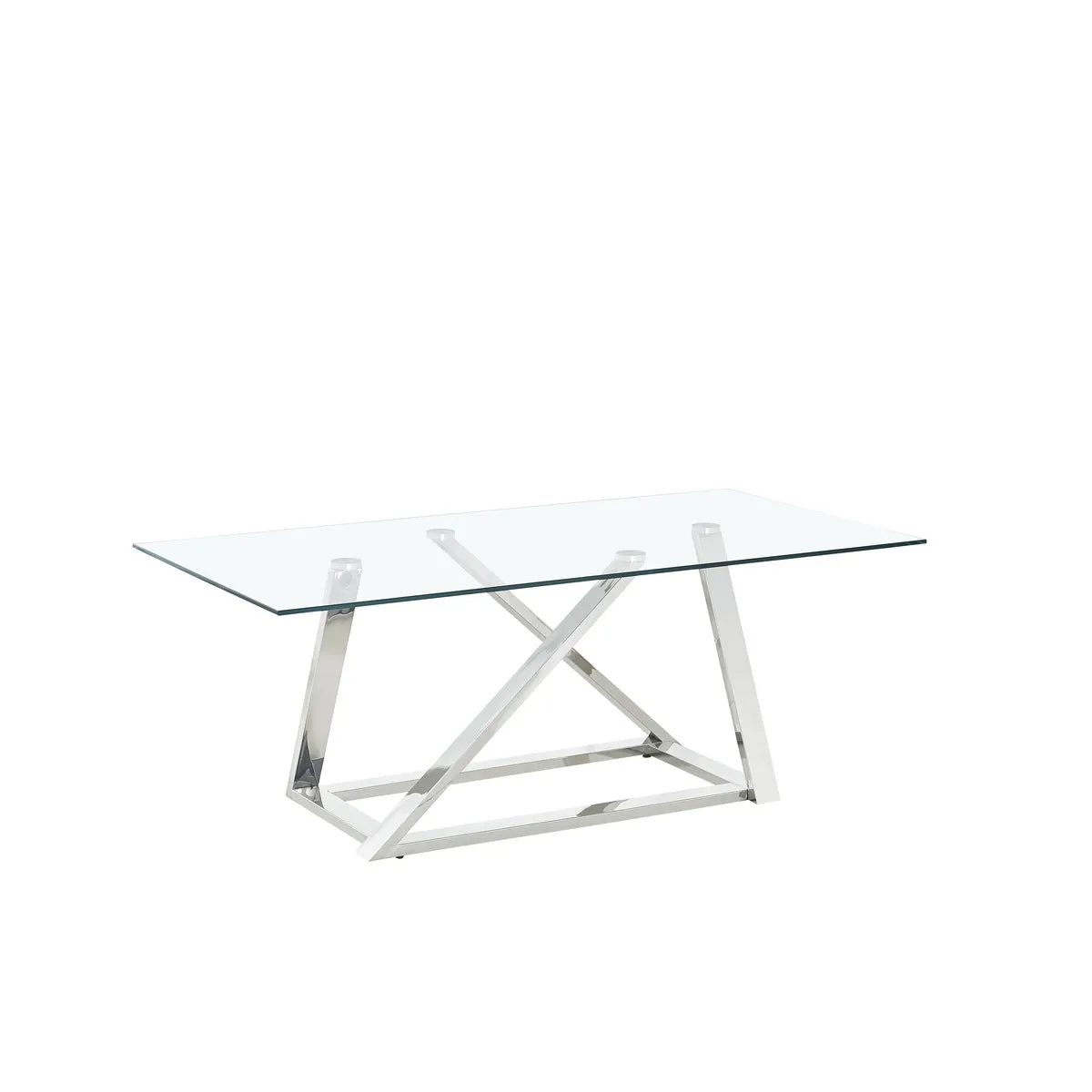 Contemporary Chrome & Glass Coffee Table with Geometric Design