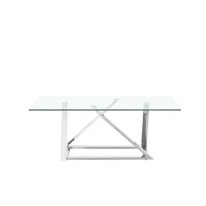 Contemporary Chrome & Glass Coffee Table with Geometric Design