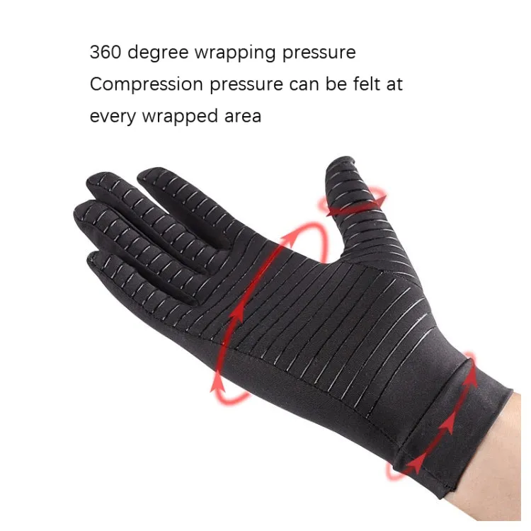 Copper Fiber Pressure Sports Fitness Anti-Slip Gloves, Size: L