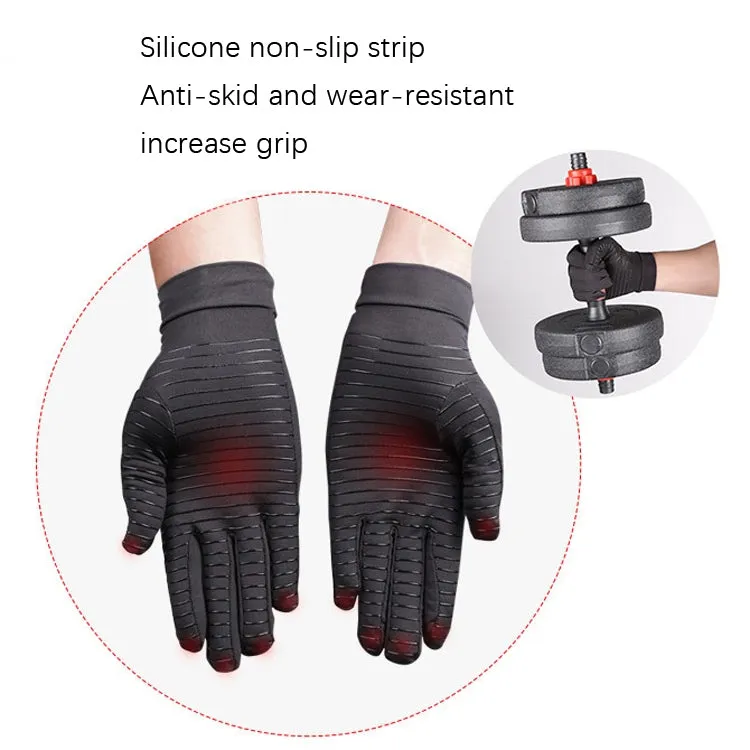 Copper Fiber Pressure Sports Fitness Anti-Slip Gloves, Size: L