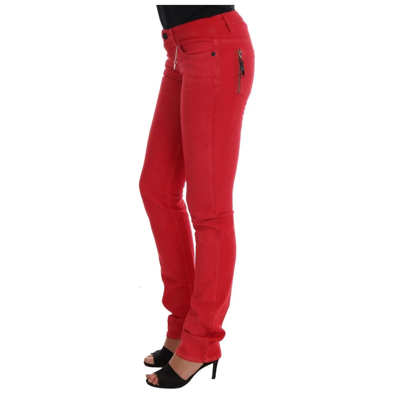 Costume National Radiant Red Super Slim Designer Jeans