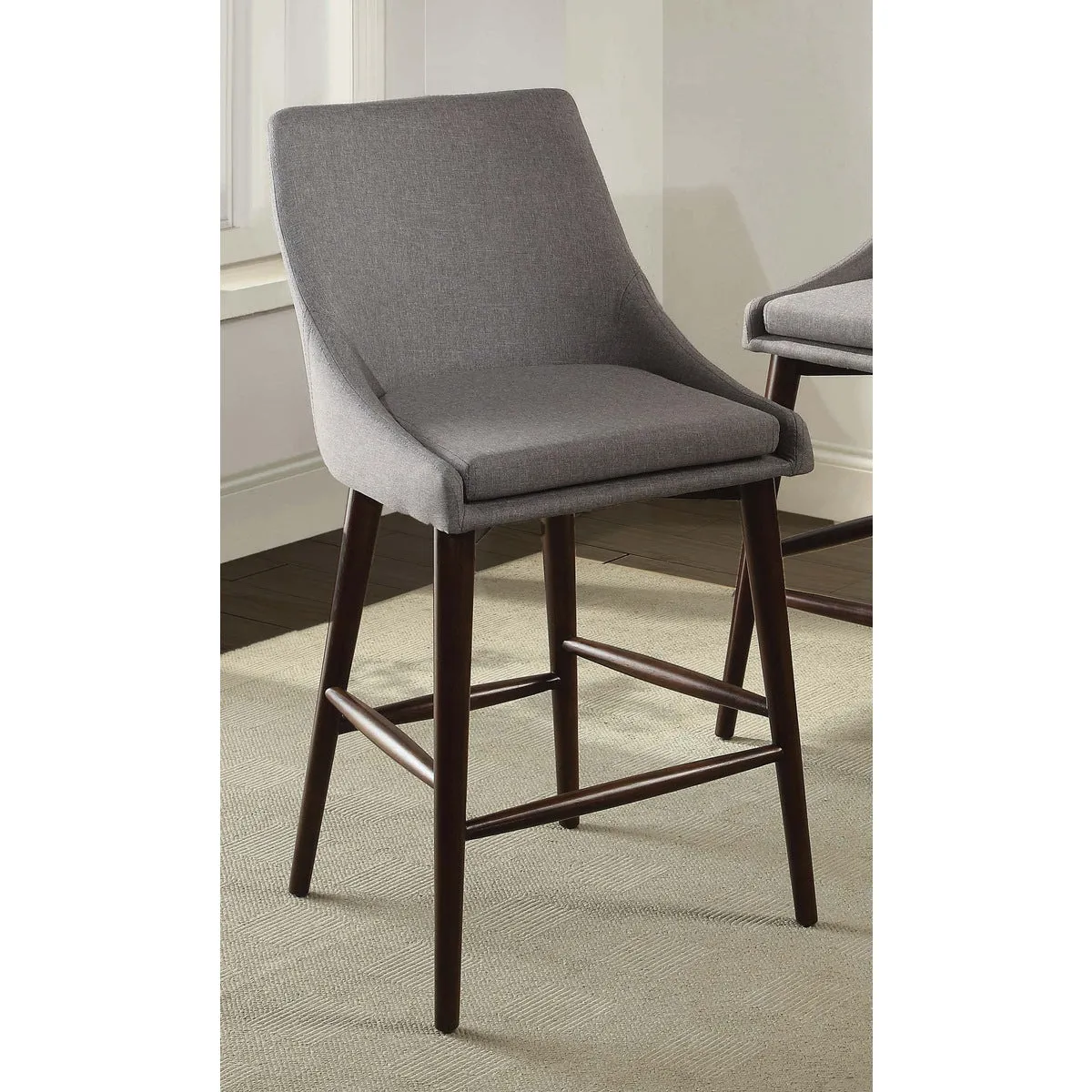 CozyCurve Counter Chairs, Espresso Solid Wood Legs - Set of 2