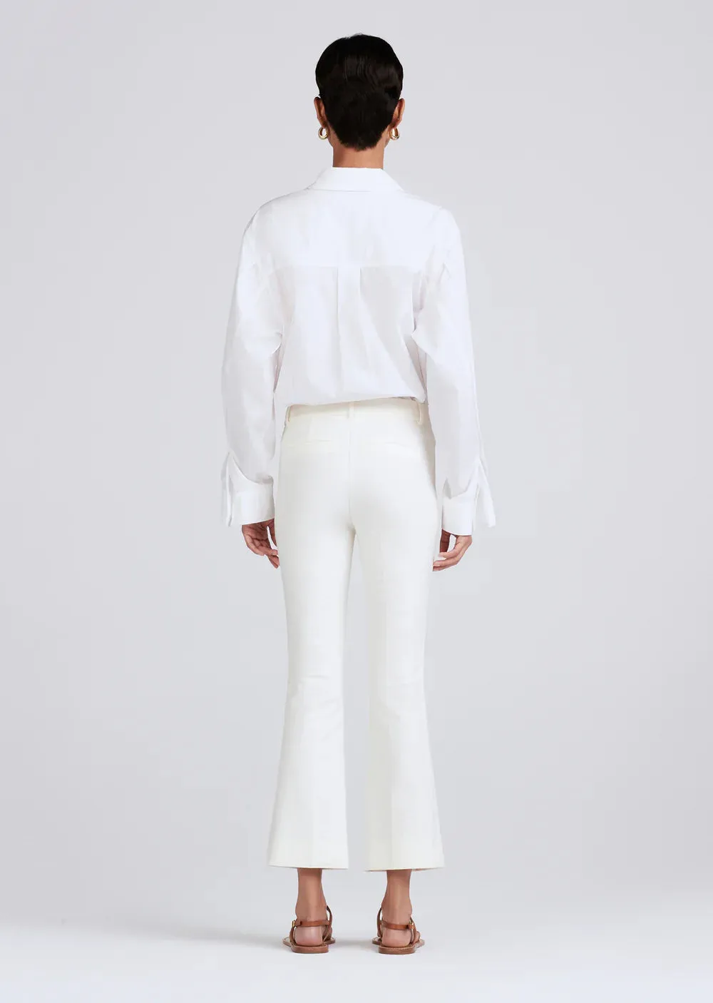 Crosby Cropped Flare Trousers - Soft White