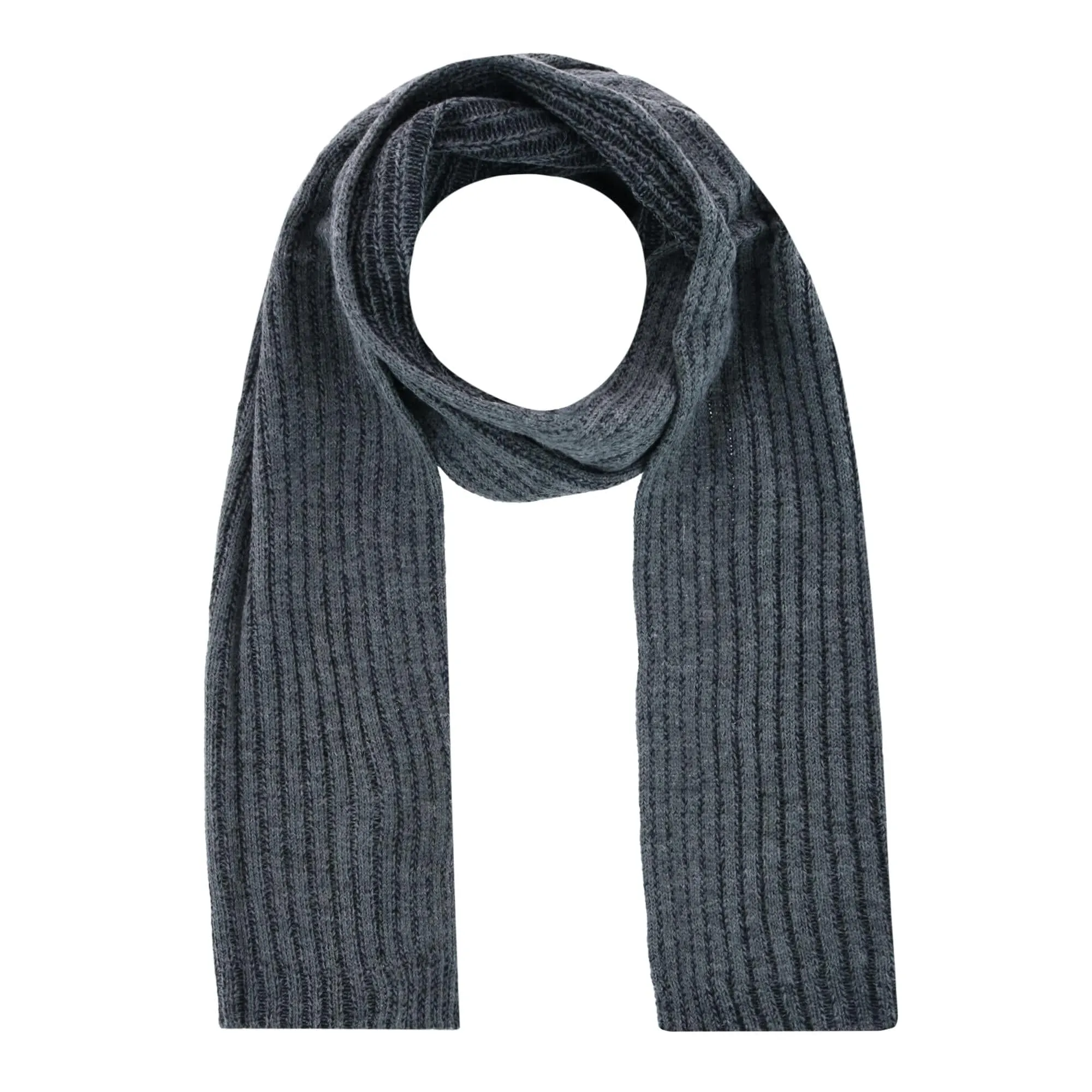 CTM® Men's Ribbed Knit Mixed Wool Scarf