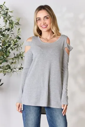 Cutout Cold Shoulder Long Sleeve Top