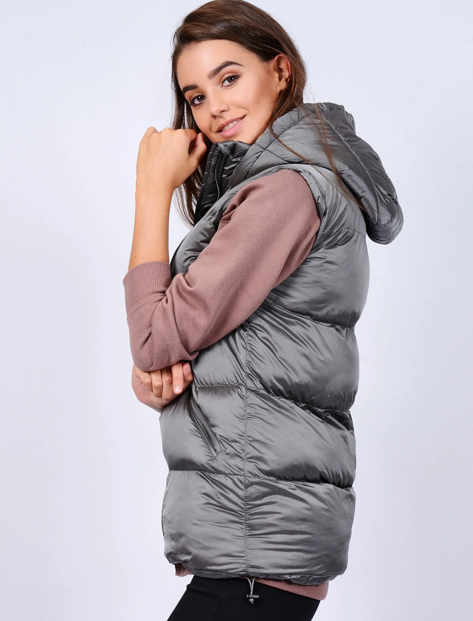 Cyra Padded Gilet in Silver Two Tone - Tokyo Laundry