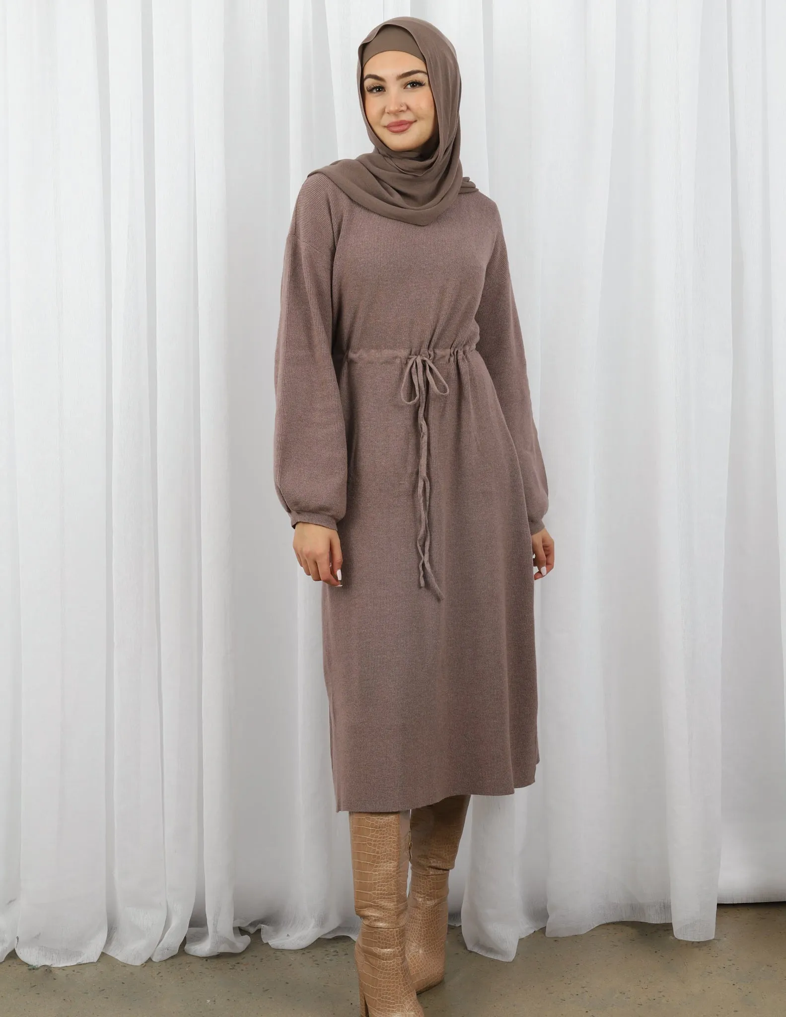 Daria Drawstring Knit Midi Dress