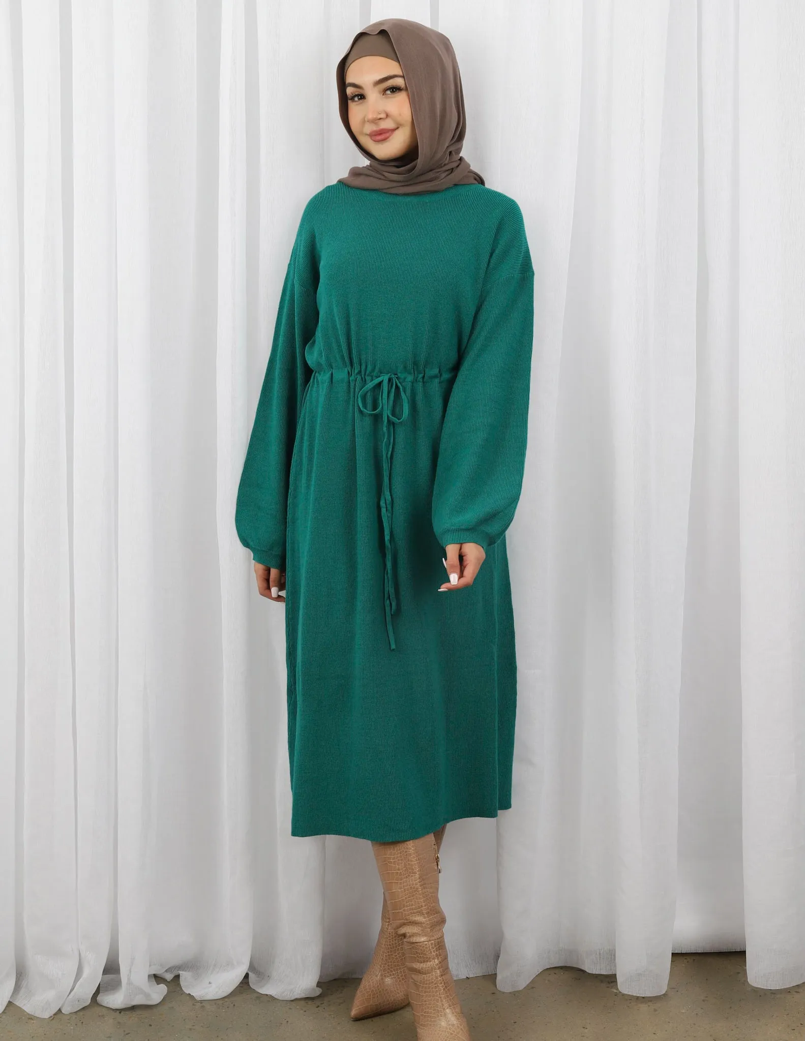 Daria Drawstring Knit Midi Dress