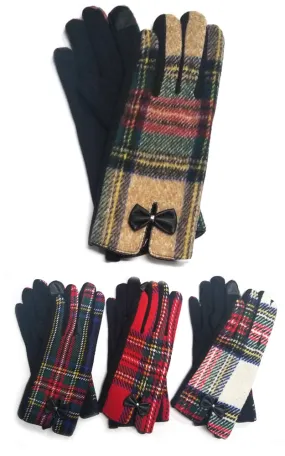 DBG596 Plaid Smart Touch Gloves 12 Pairs (12prs Pack)