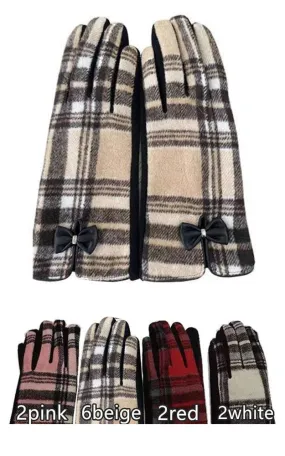 DBG597 Plaid Smart Touch Gloves 12 Pairs (12prs Pack)