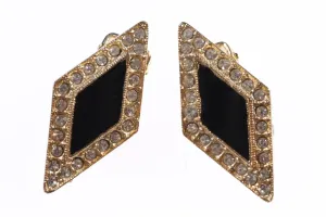 Diamante and french jet clip on earrings