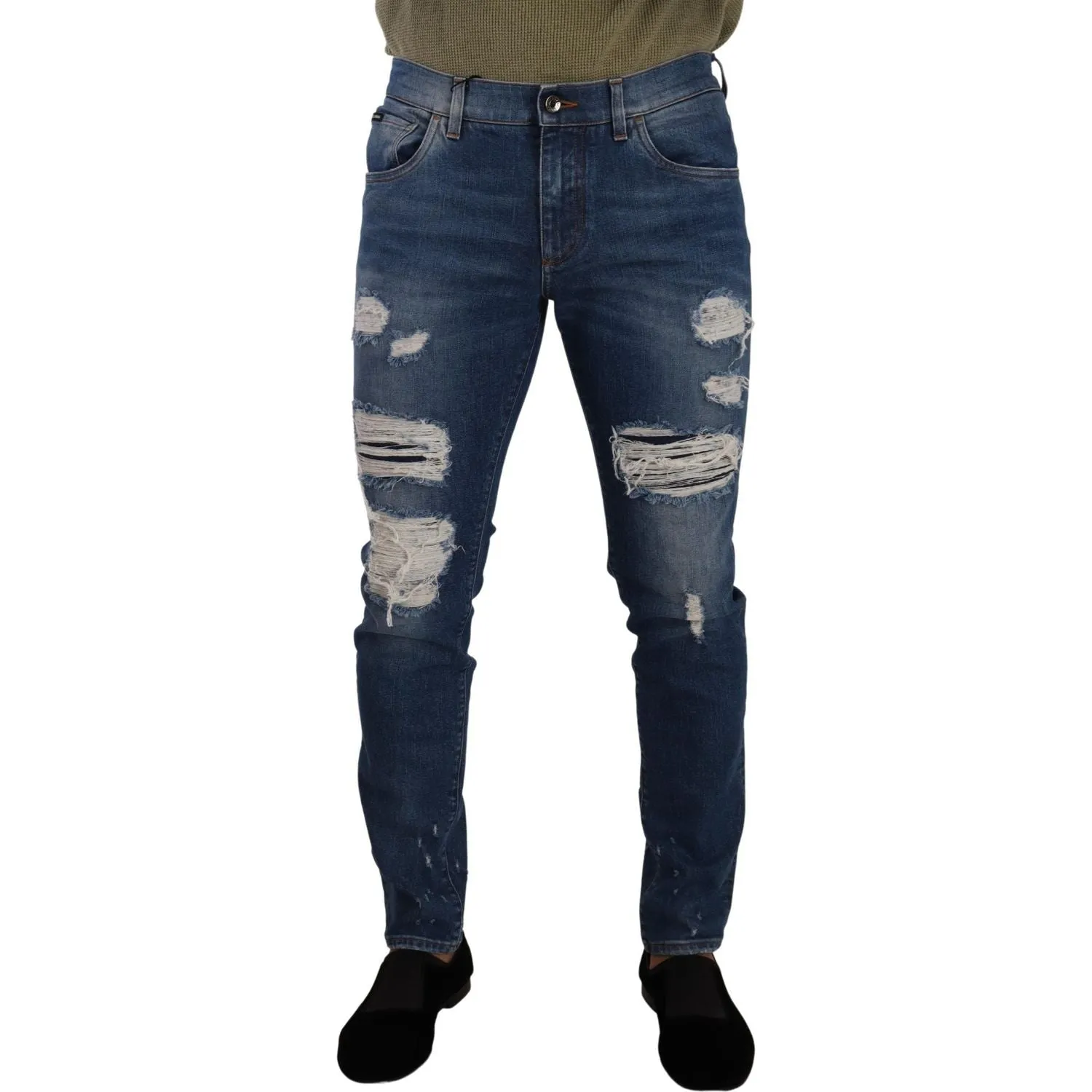 Dolce & Gabbana Elegant Distressed Slim Fit Denim Jeans