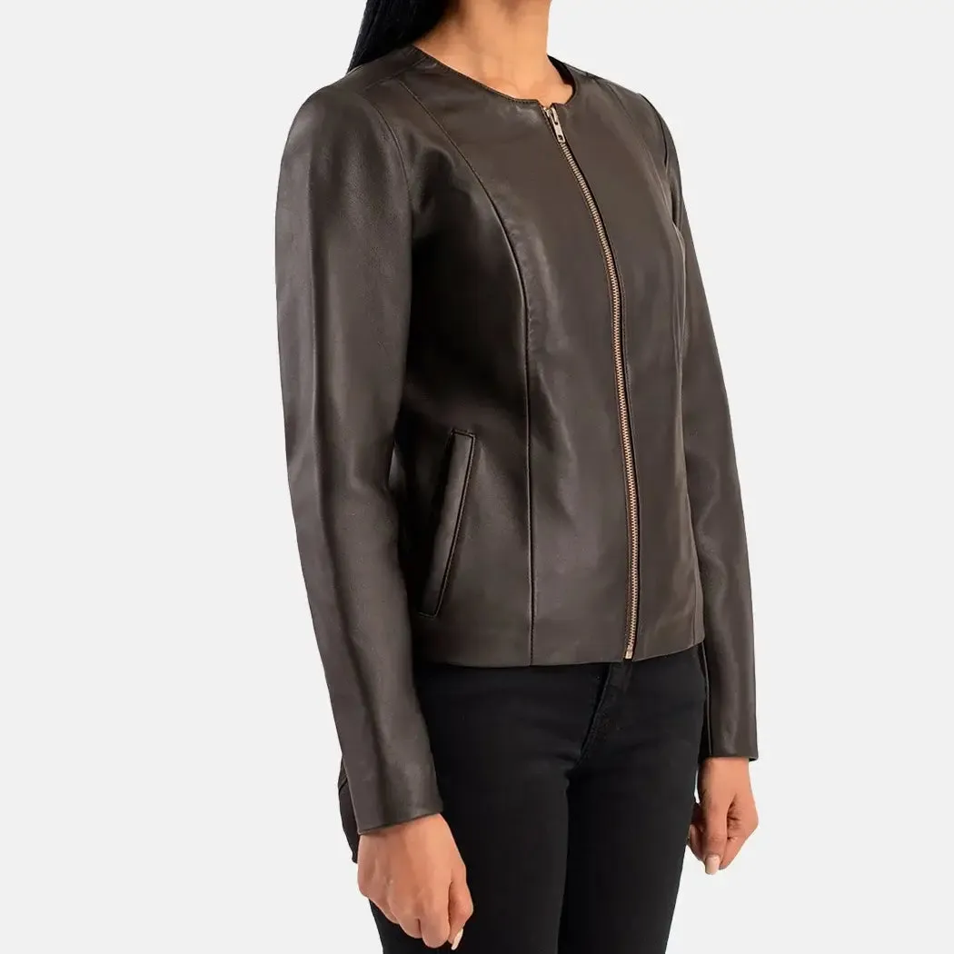 Elixir Collarless Leather Jacket