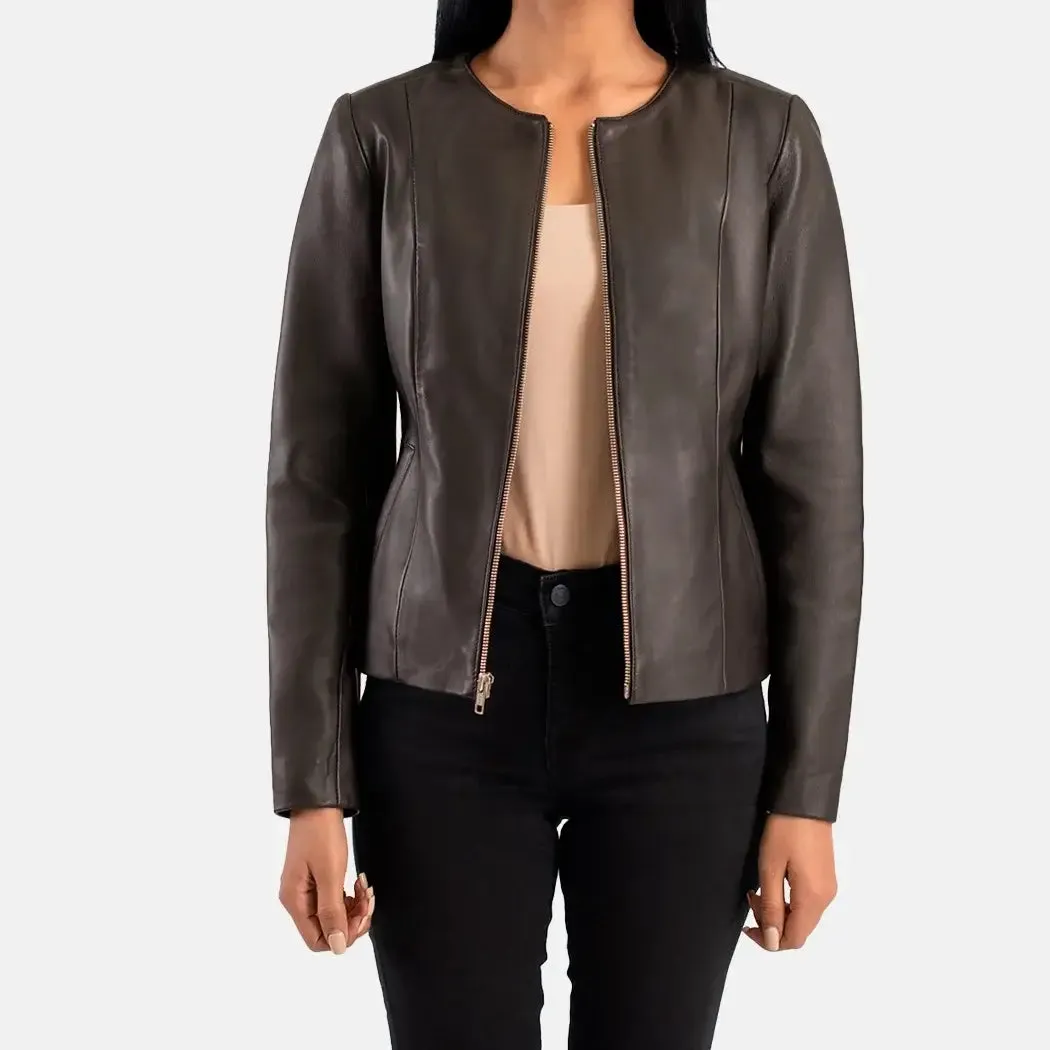 Elixir Collarless Leather Jacket