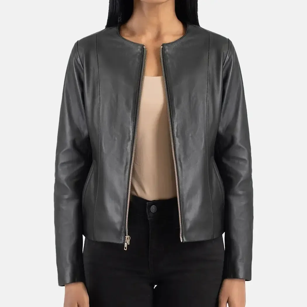 Elixir Collarless Leather Jacket