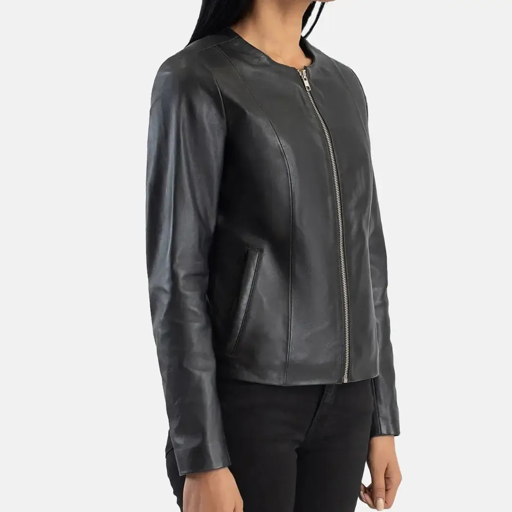 Elixir Collarless Leather Jacket