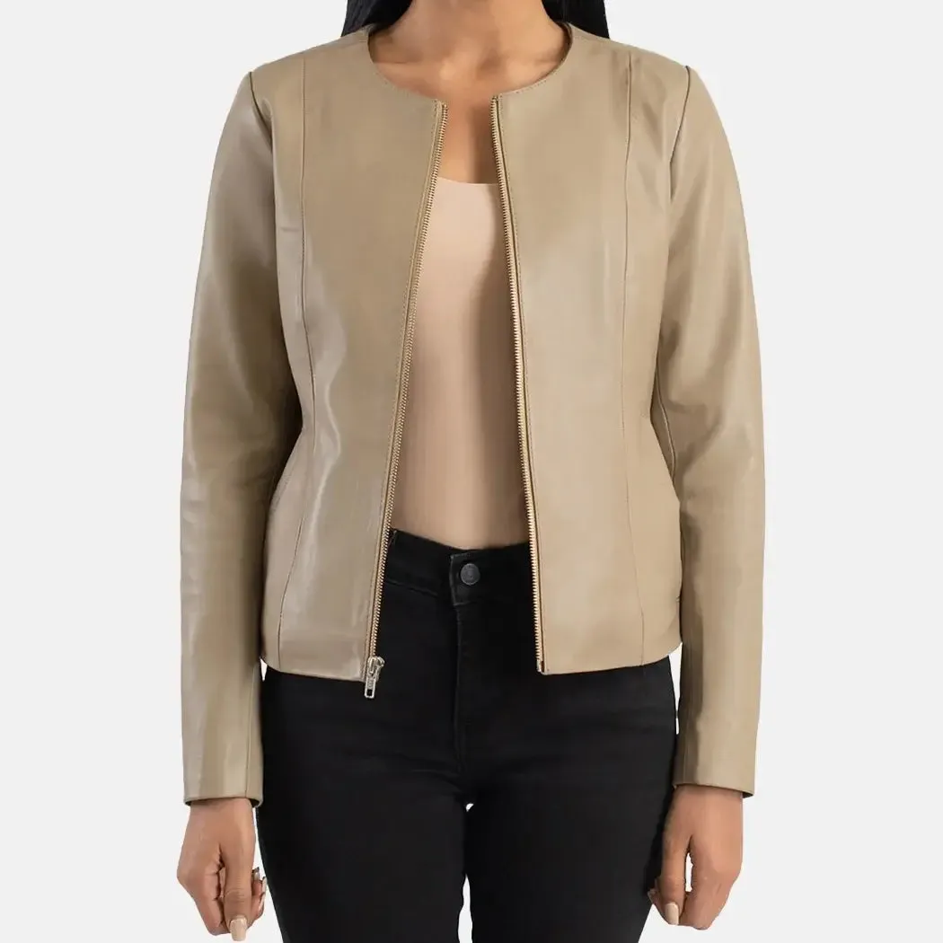 Elixir Collarless Leather Jacket