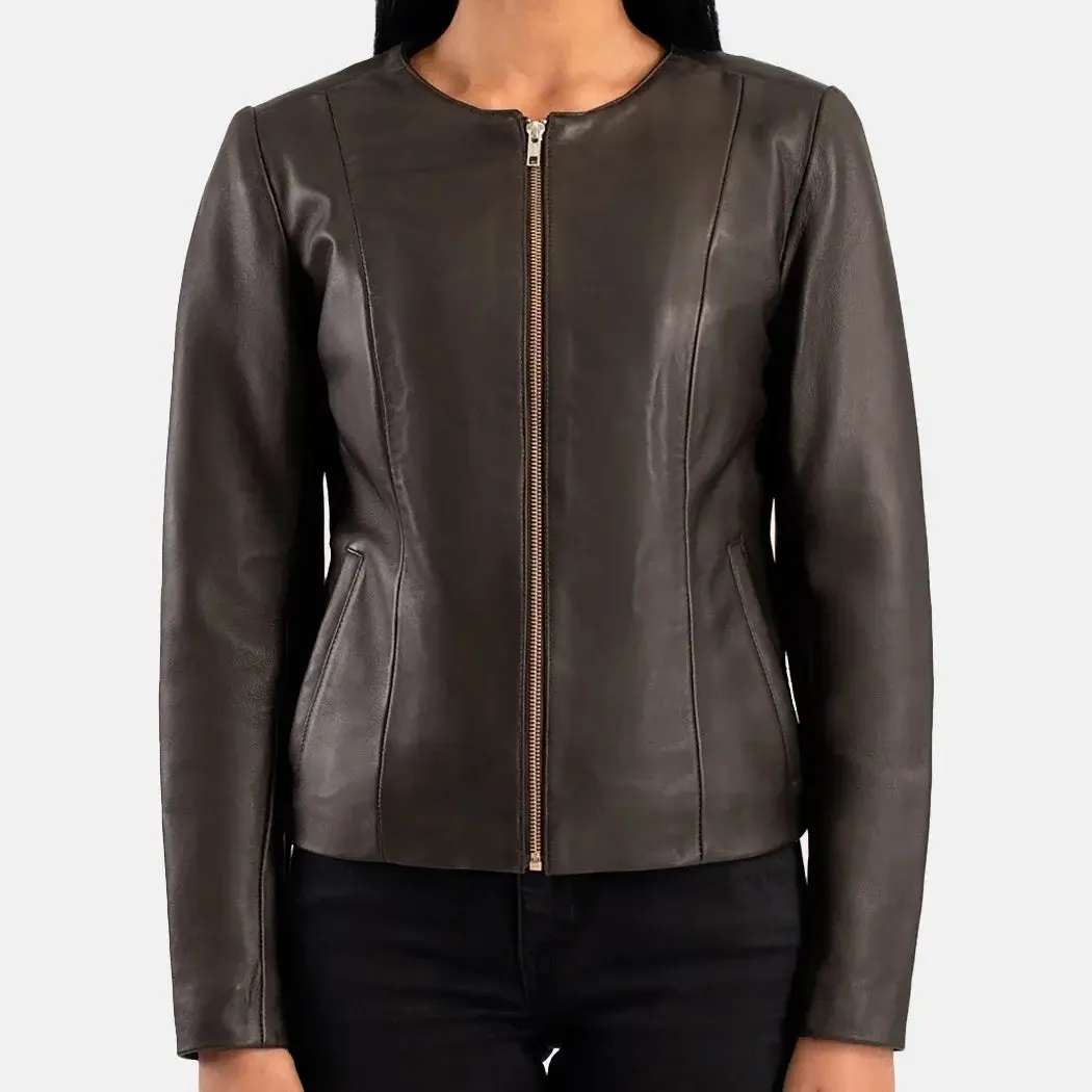 Elixir Collarless Leather Jacket