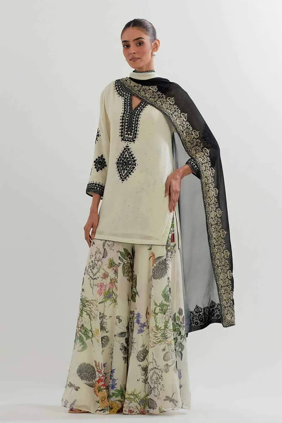 Embroidered Sharara Set with Dupatta