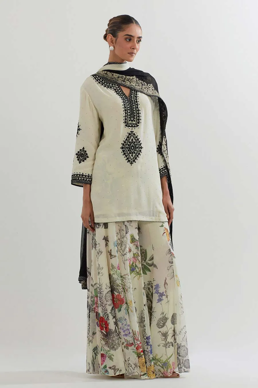 Embroidered Sharara Set with Dupatta