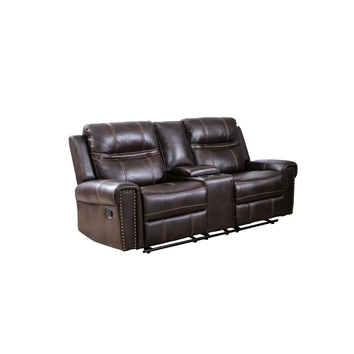 Emerson Brown Reclining Loveseat with Center Console