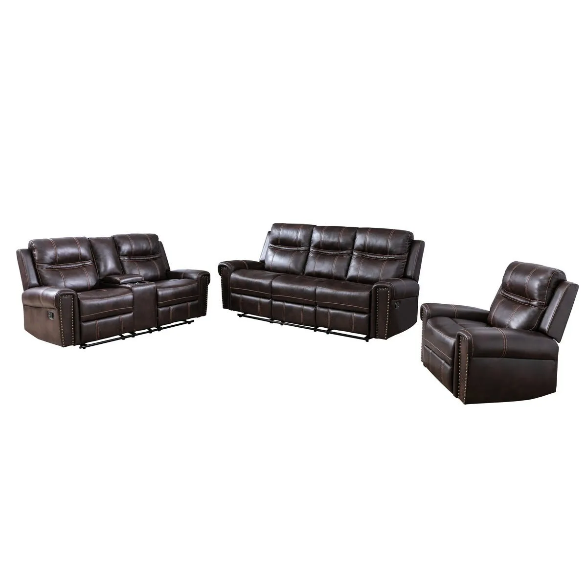 Emerson Brown Reclining Loveseat with Center Console