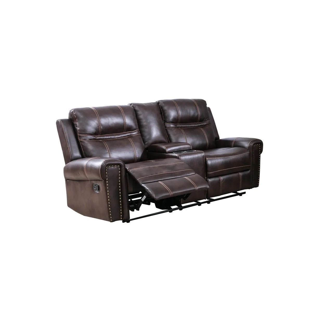 Emerson Brown Reclining Loveseat with Center Console