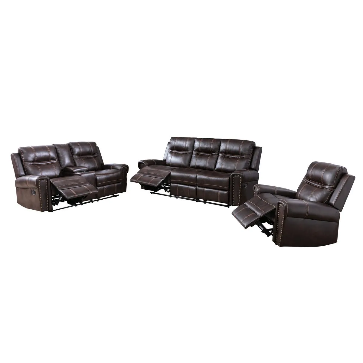 Emerson Brown Reclining Loveseat with Center Console