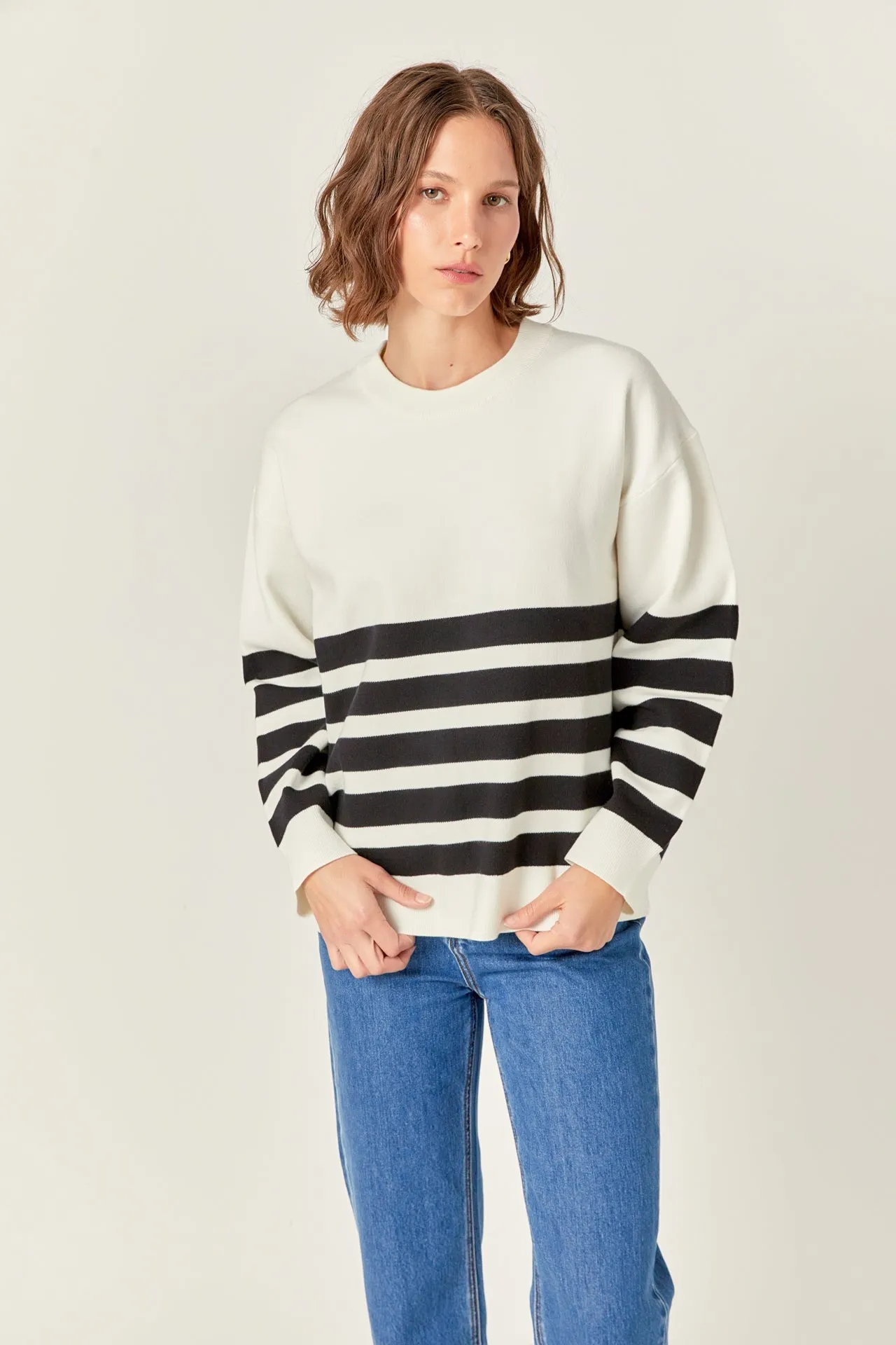 English Factory - Stripe Round Neck Sweater