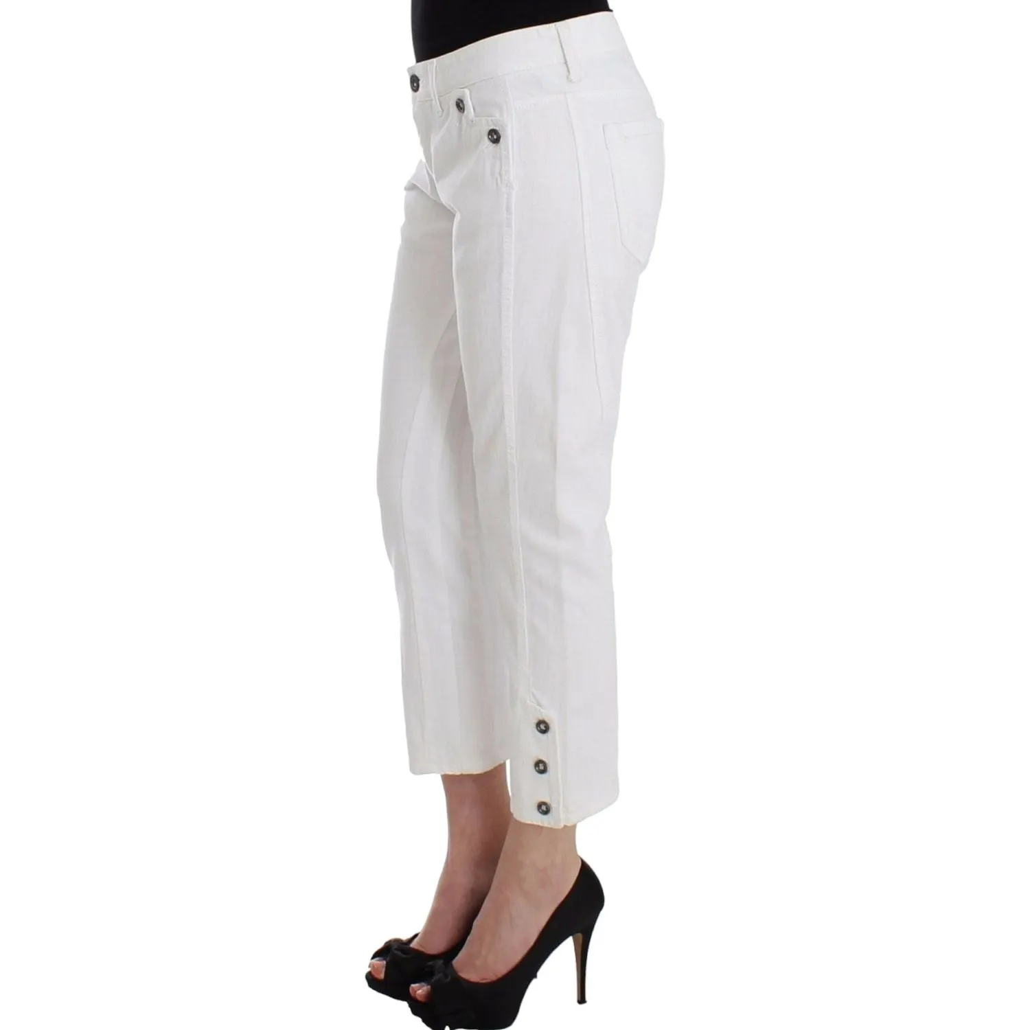 Ermanno Scervino Chic White Cropped Jeans for Sophisticated Style