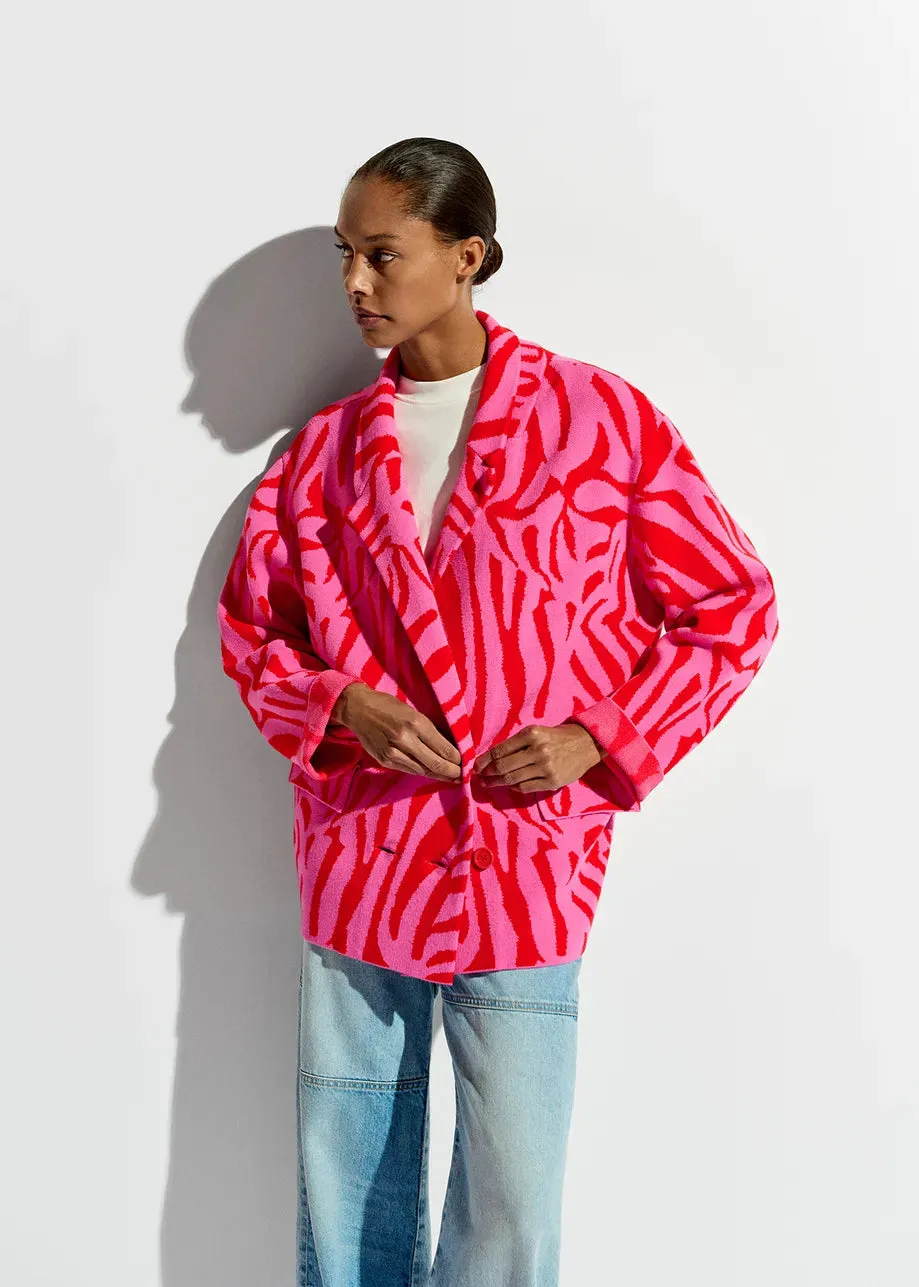 Essentiel Antwerp Figer Knitted Jacket in Pink and Red