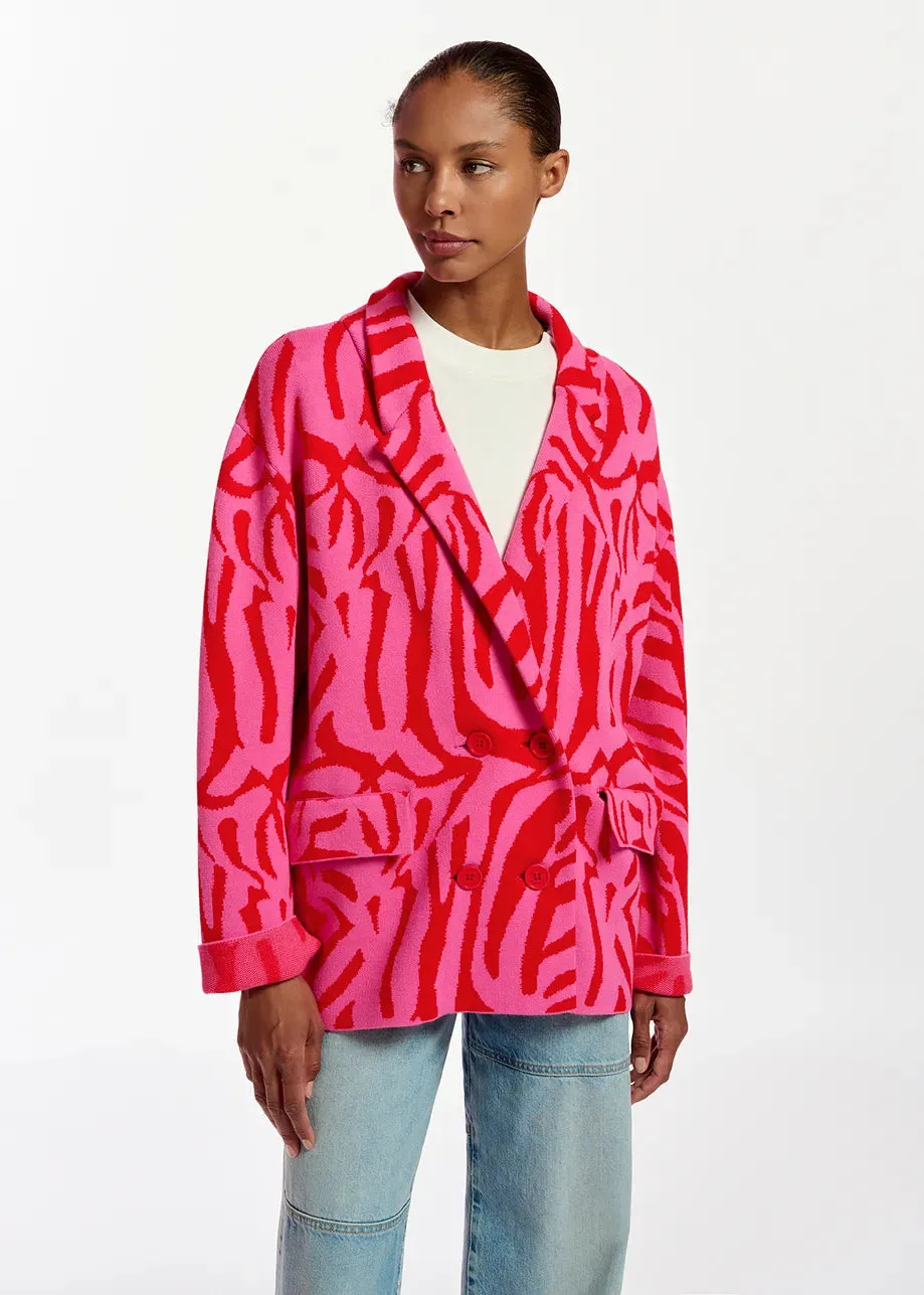 Essentiel Antwerp Figer Knitted Jacket in Pink and Red